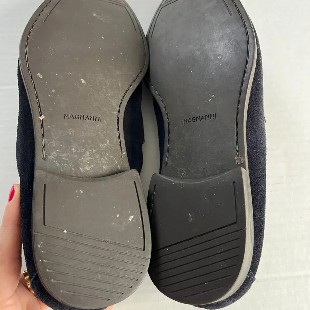 Magnanni Sz 9 Leather Daniel Loafer Men Navy Suede Slip On Flat Shoes